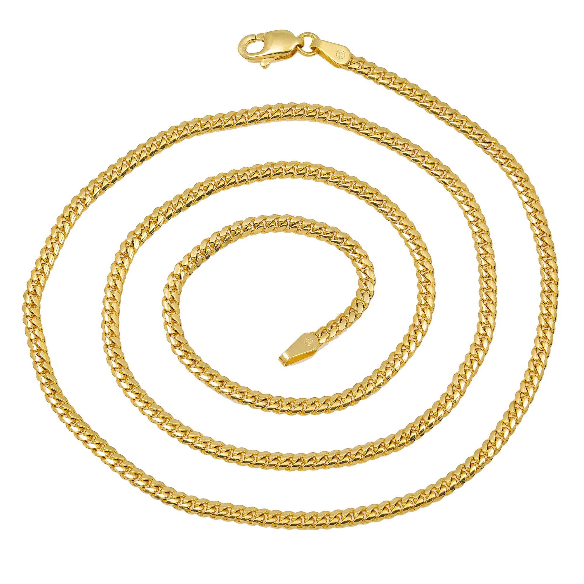 10k Yellow Gold 3mm Solid Miami Cuban Chain Link Available In Sizes 18"-26"