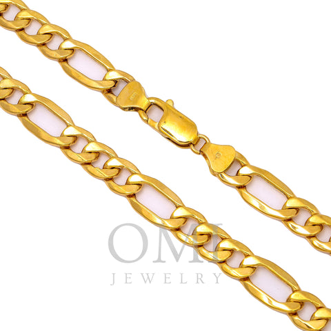 10K Yellow Gold 7mm Hollow Figaro Chain