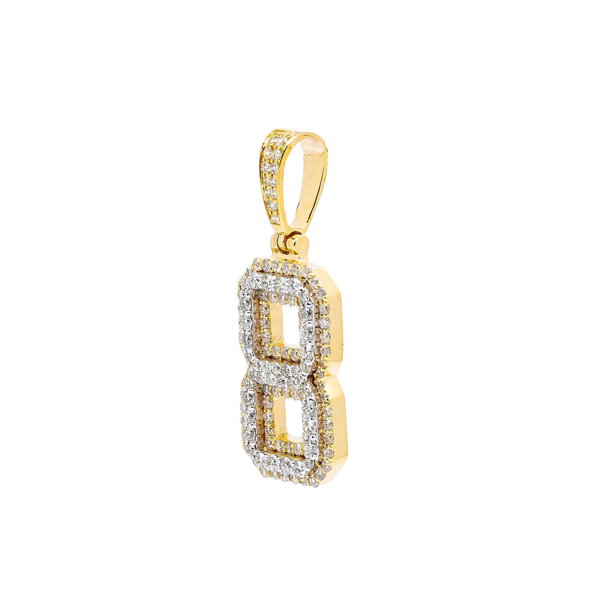 10K YELLOW GOLD UNISEX NUMBER 8 PENDANT WITH 1.0 CT DIAMONDS
