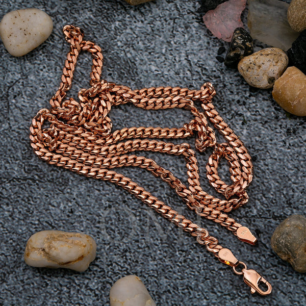 14k Rose Gold 3mm Solid Cuban Link Available In Sizes 18