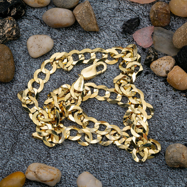 10k Yellow Gold 9mm Solid Open Cuban Link Available In Sizes 18