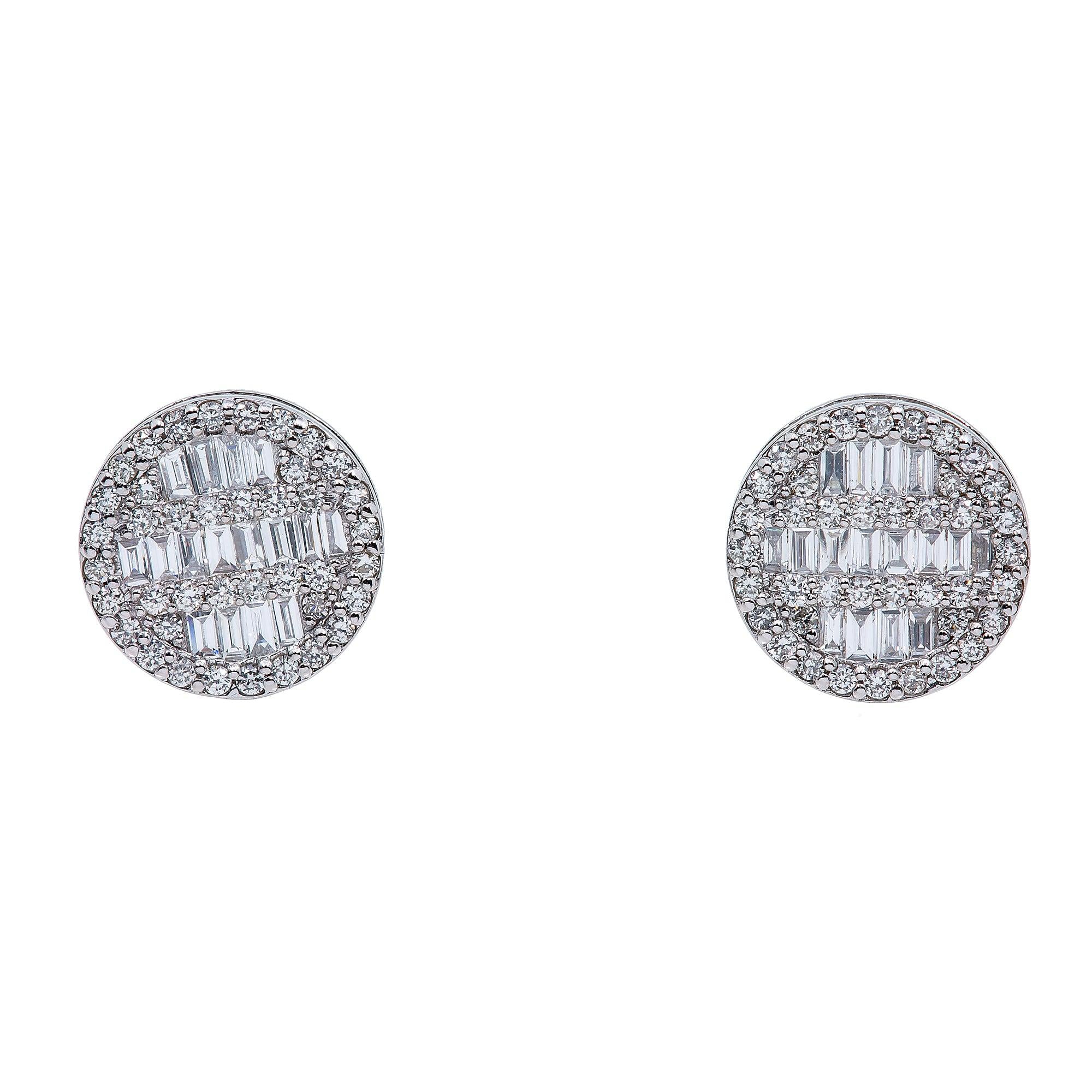 14K White Gold Ladies Earrings with 0.73 Baguette CT Diamond