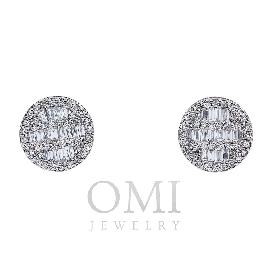 14K White Gold Ladies Earrings with 0.73 Baguette CT Diamond