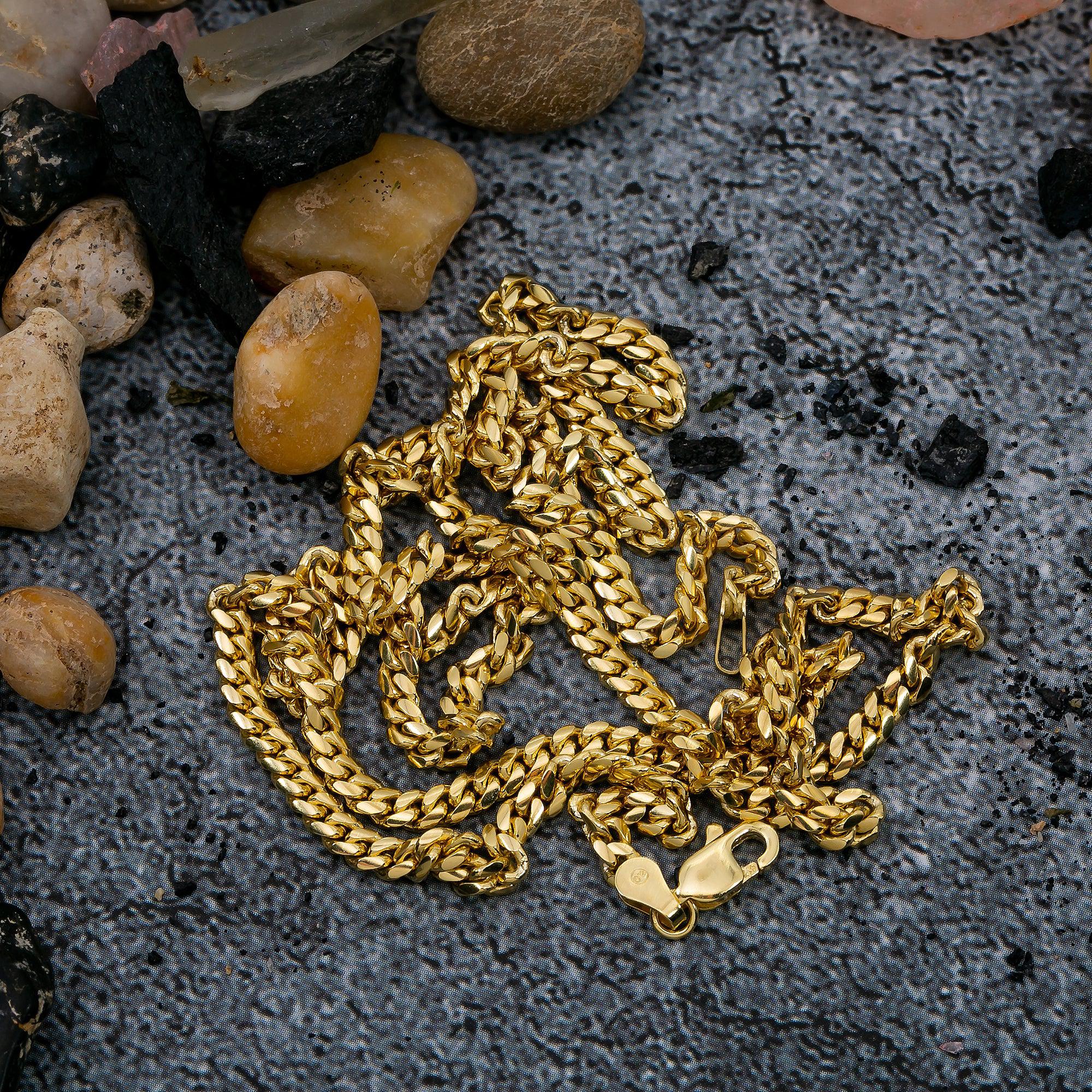 10k Yellow Gold 3mm Solid Cuban Link Available In Sizes 18"-26"