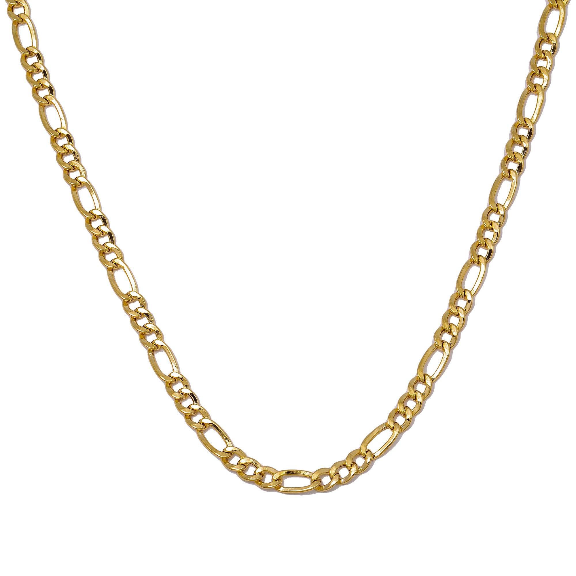 10K Yellow Gold 3.43mm Hollow Figaro Chain Available In Size 18"-26"
