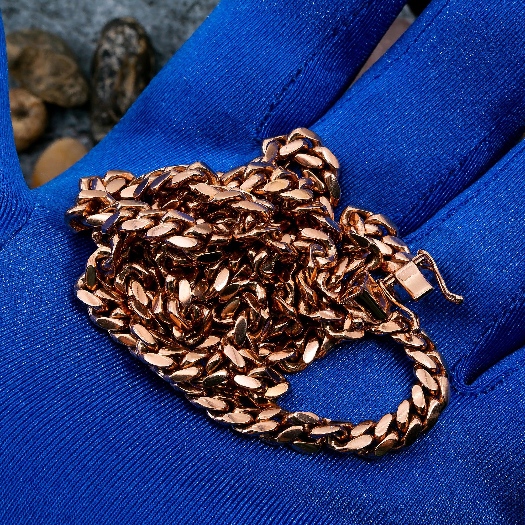 14k Rose Gold 6mm Solid Cuban Link Available In Sizes 18"-26"