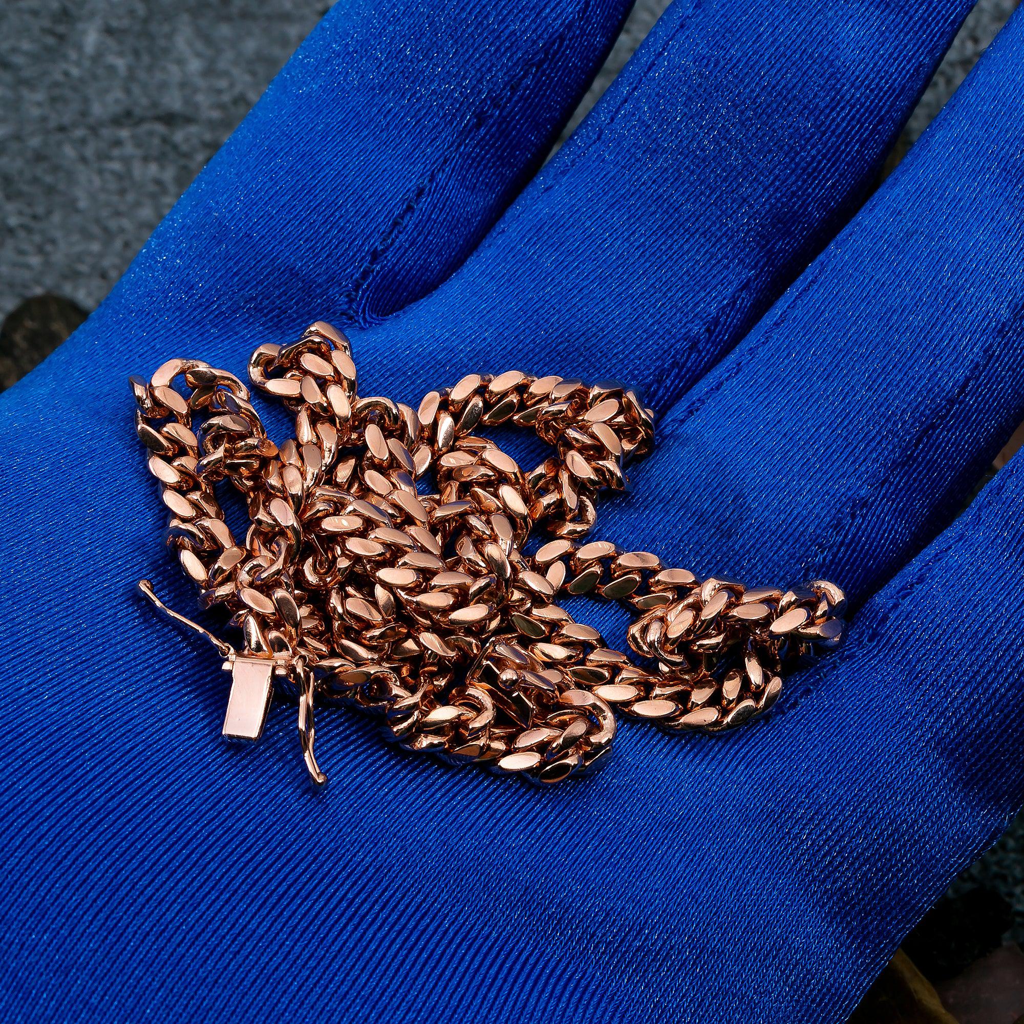 14k Rose Gold 5mm Solid Cuban Link Available In Sizes 18"-26"