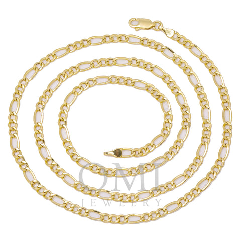 10K Yellow Gold 3.43mm Hollow Figaro Chain Available In Size 18