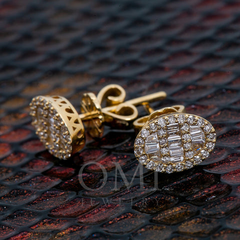 14K Yellow Gold Ladies Earrings with 0.50 CT Baguette Diamonds