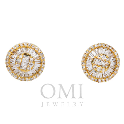 10K Yellow Gold Round Diamond Earrings 0.95 CT