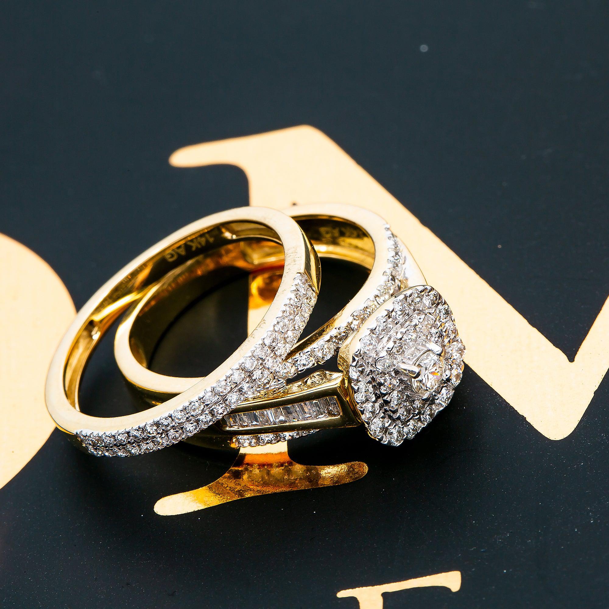 14K YELLOW GOLD LADIES ENGAGEMENT RING WITH 1.05 CT DIAMONDS
