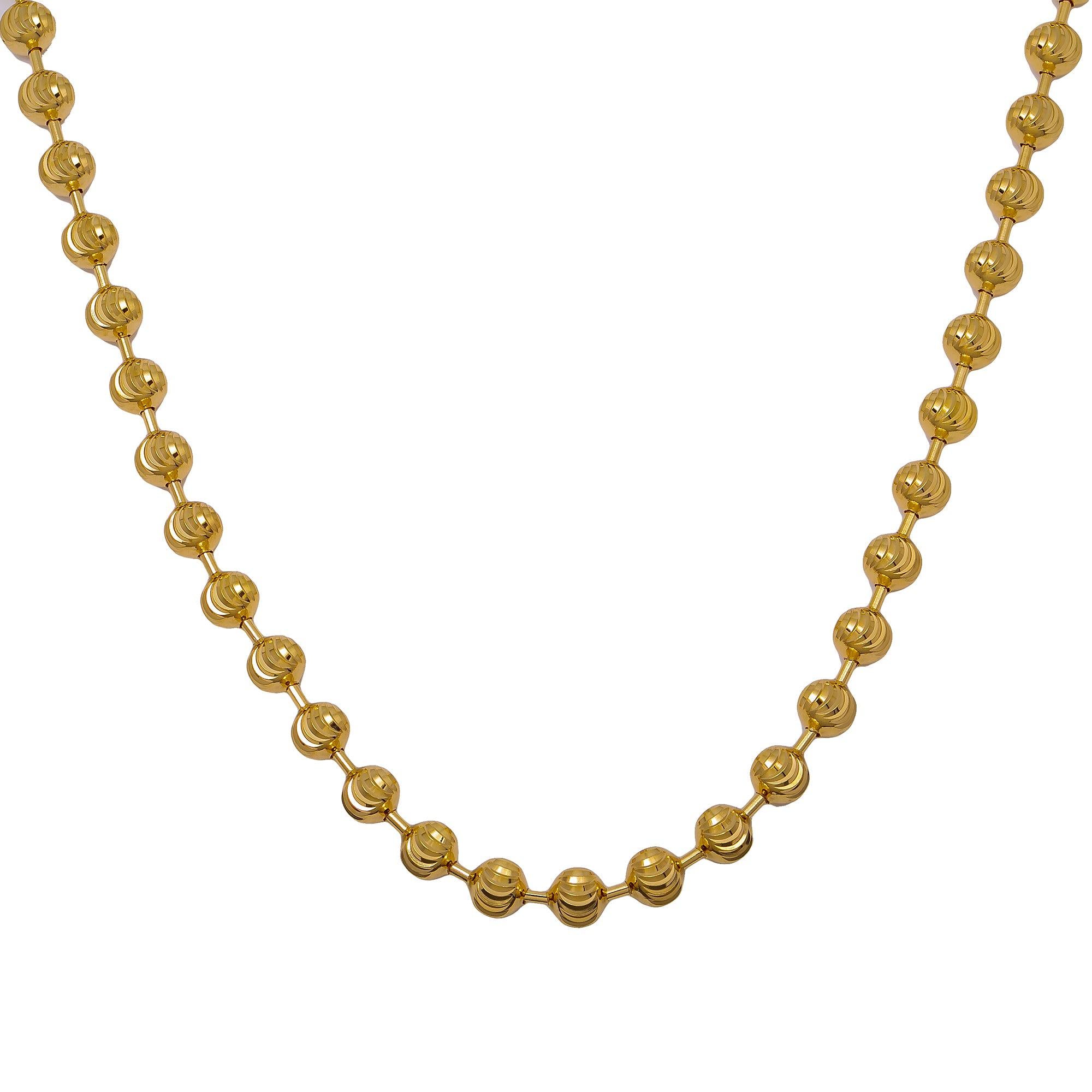 10K Yellow Gold 4.18mm Moon Bead Chain Available In Size 18"-26"