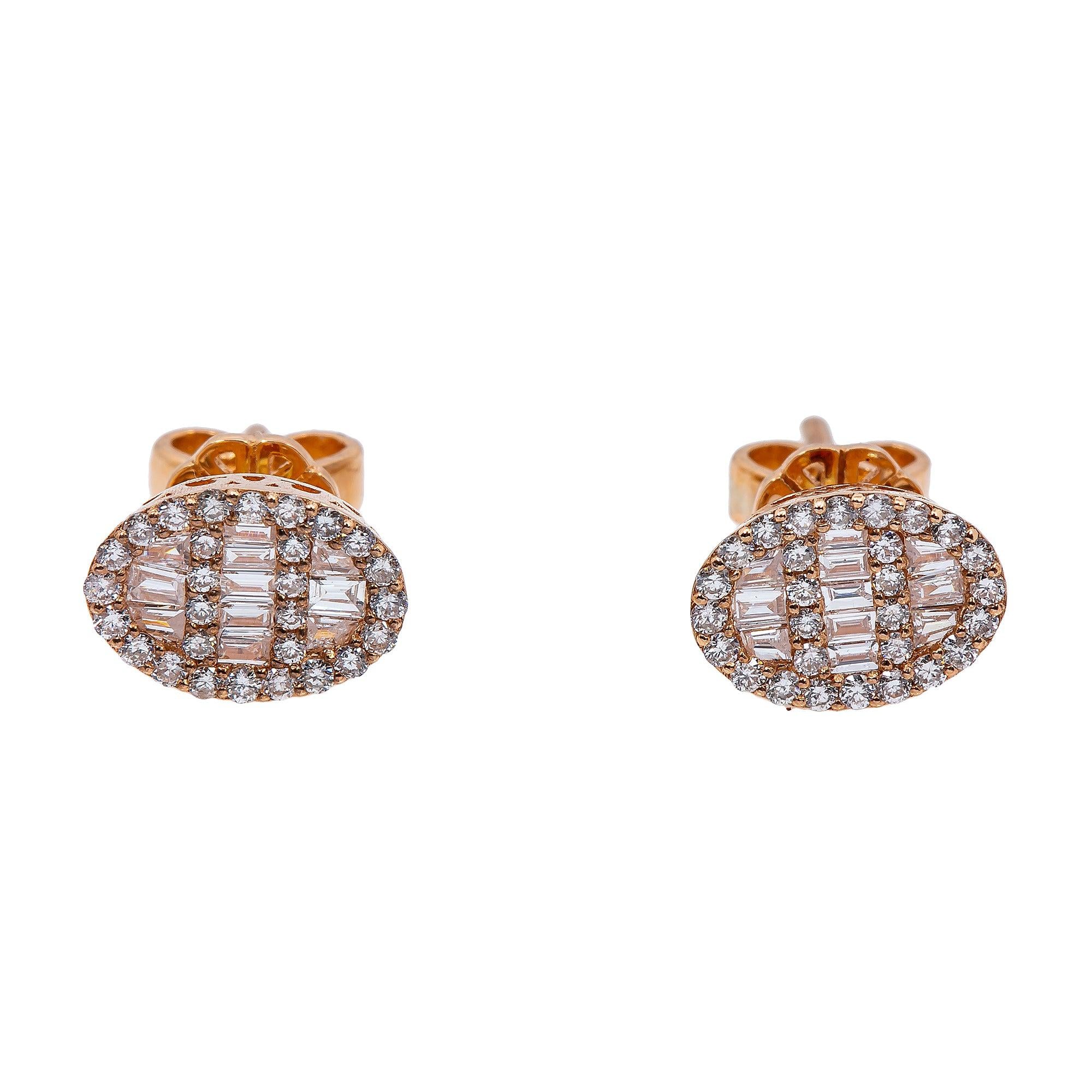 14K Rose Gold Ladies Earrings with 0.50 CT Diamond