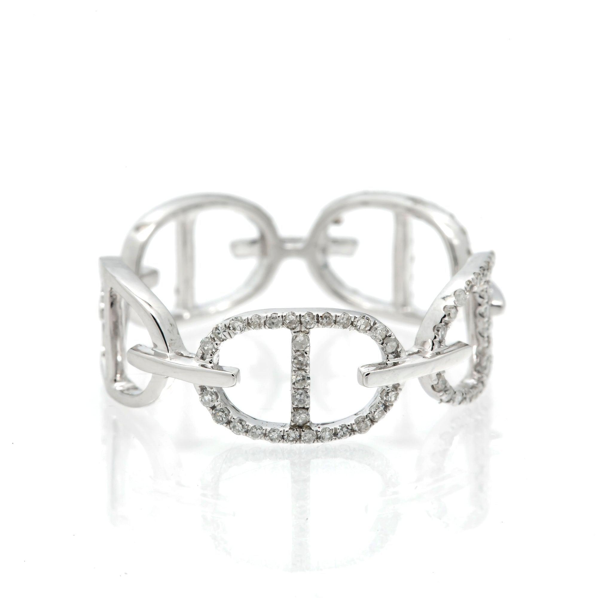 14K GOLD DIAMOND GUCCI LINK RING 0.25 CT