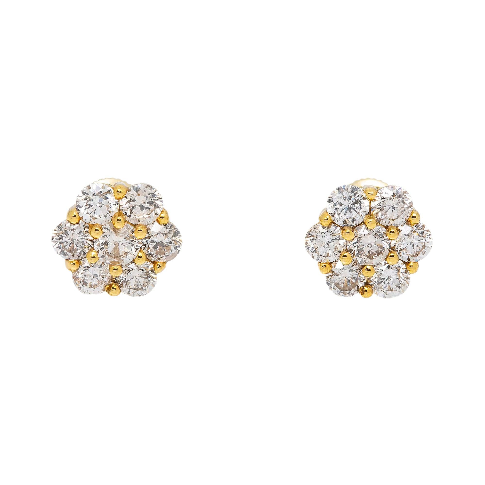 14K YELLOW GOLD DIAMOND EARRINGS WITH 1.68 CT