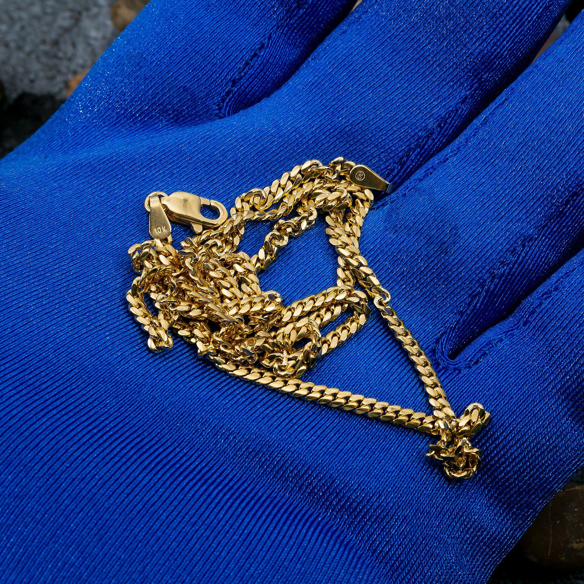 10k Yellow Gold 3mm Solid Miami Cuban Chain Link Available In Sizes 18"-26"