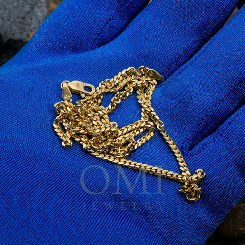 10k Yellow Gold 3mm Solid Miami Cuban Chain Link Available In Sizes 18