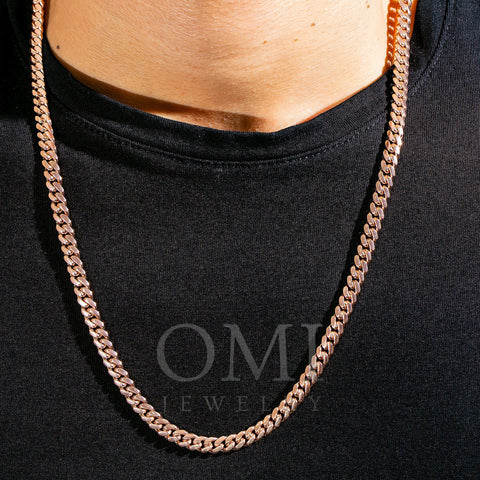 14k Rose Gold 6mm Solid Cuban Link Available In Sizes 18