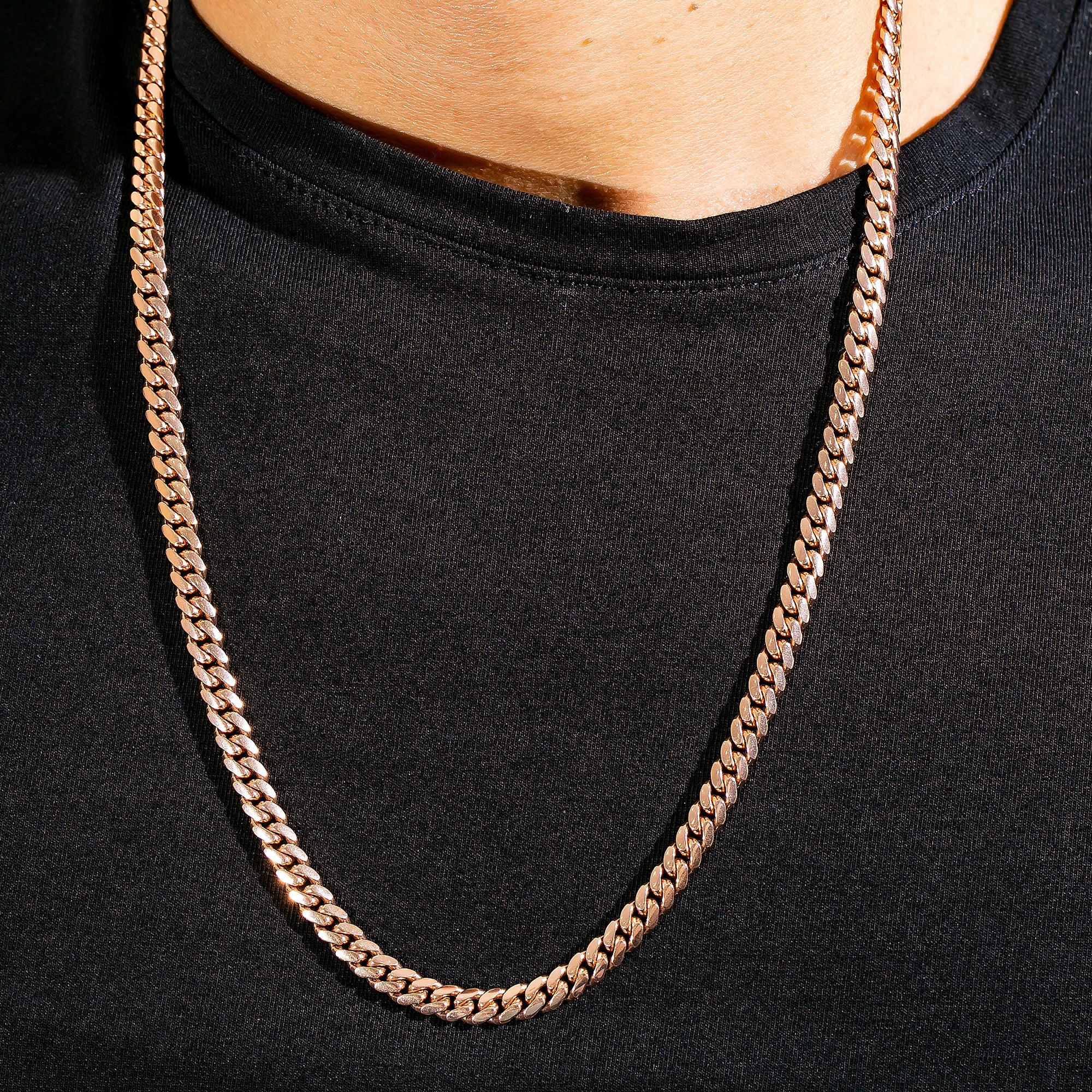 14k Rose Gold 6mm Solid Cuban Link Available In Sizes 18"-26"