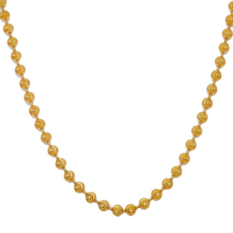 10K Yellow Gold 3.64mm Moon Bead Chain Available In Size 18