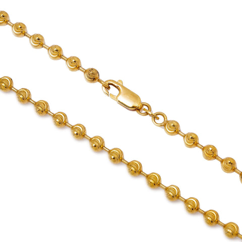 10K Yellow Gold 3.64mm Moon Bead Chain Available In Size 18