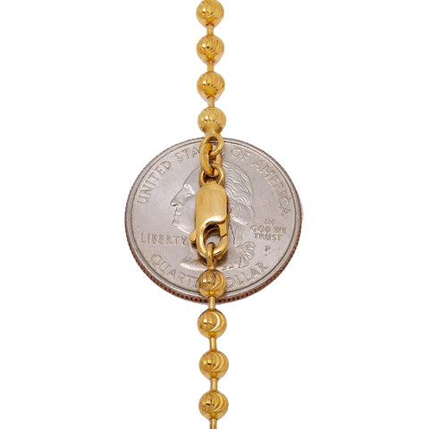 10K Yellow Gold 3.64mm Moon Bead Chain Available In Size 18