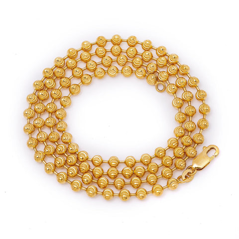 10K Yellow Gold 3.64mm Moon Bead Chain Available In Size 18