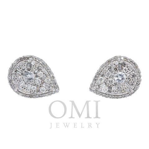 14K WHITE GOLD DIAMOND EARRINGS WITH 1.50 CT