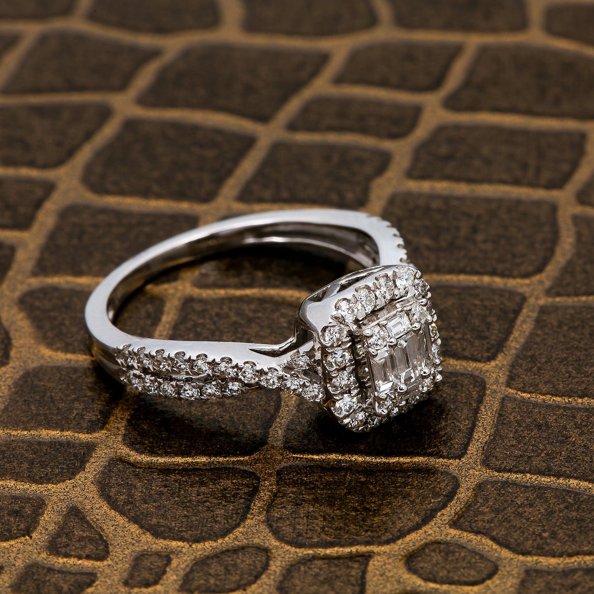 14K WHITE GOLD DIAMOND ENGAGEMENT RING 0.85 CT