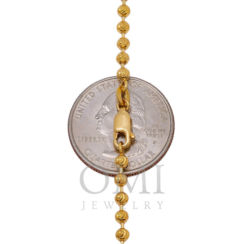 10K Yellow Gold 3.9mm Moon Bead Chain Available In Size 18