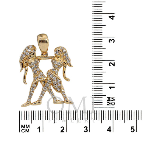 14K Yellow Gold Diamond Gemini Shaped Pendant