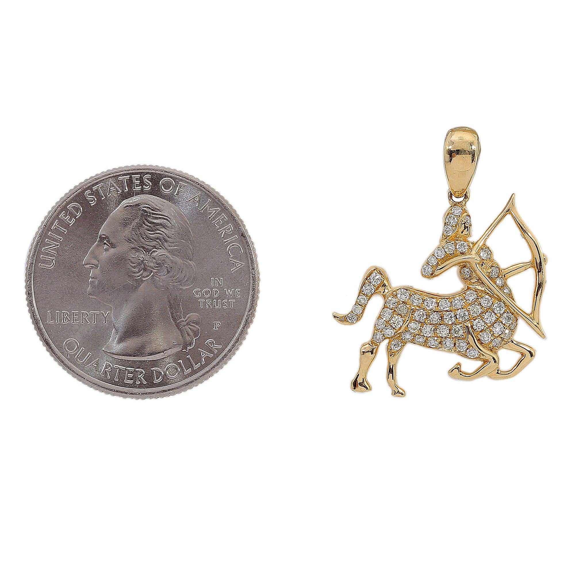 14K Yellow Gold Diamond Sagittarius Shaped Pendant