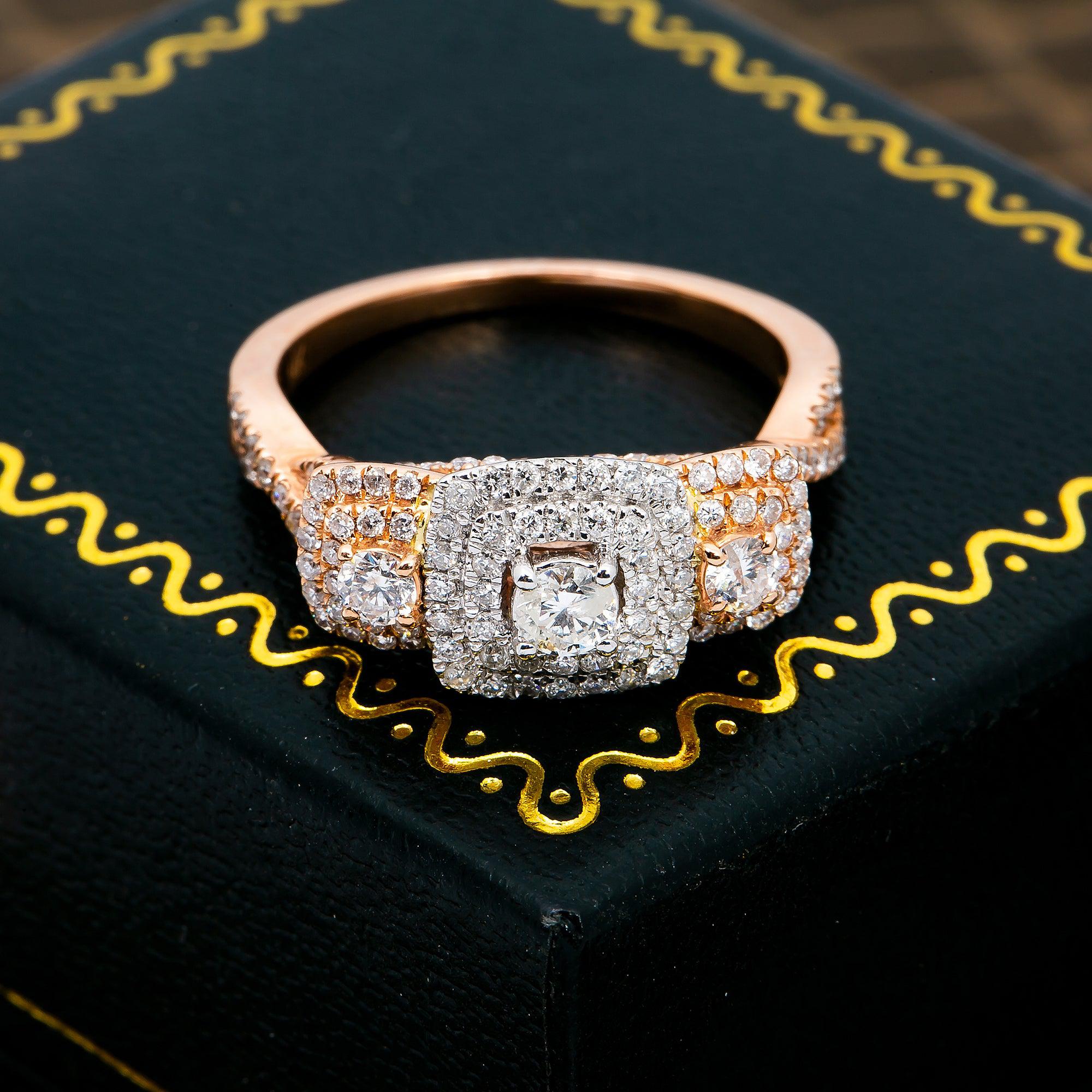 14K WHITE/ROSE GOLD LADIES ENGAGEMENT RING WITH 1.00 CT DIAMONDS