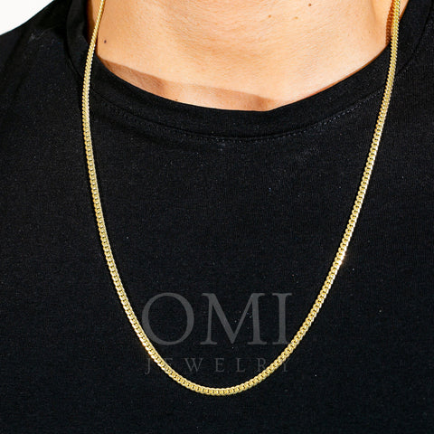 10k Yellow Gold 3mm Solid Cuban Link Available In Sizes 18