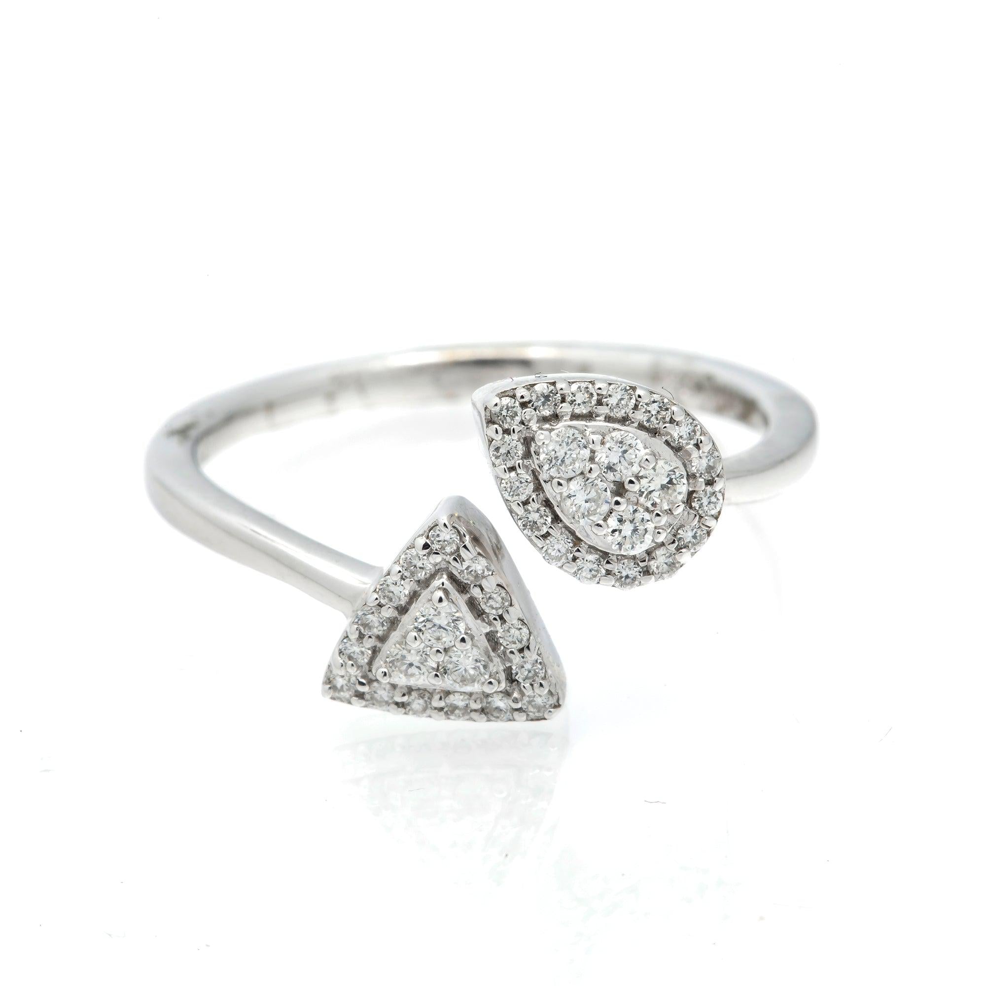 14K GOLD PEAR AND TRIANGLE TWO DIAMOND CLUSTER RING 0.25 CT