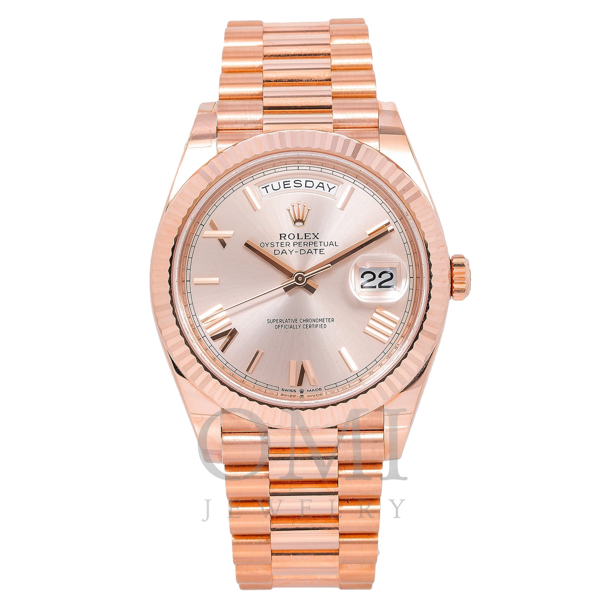 Rolex Day-Date 228235 40MM Pink Dial With Rose President Bracelet - OMI Jewelry