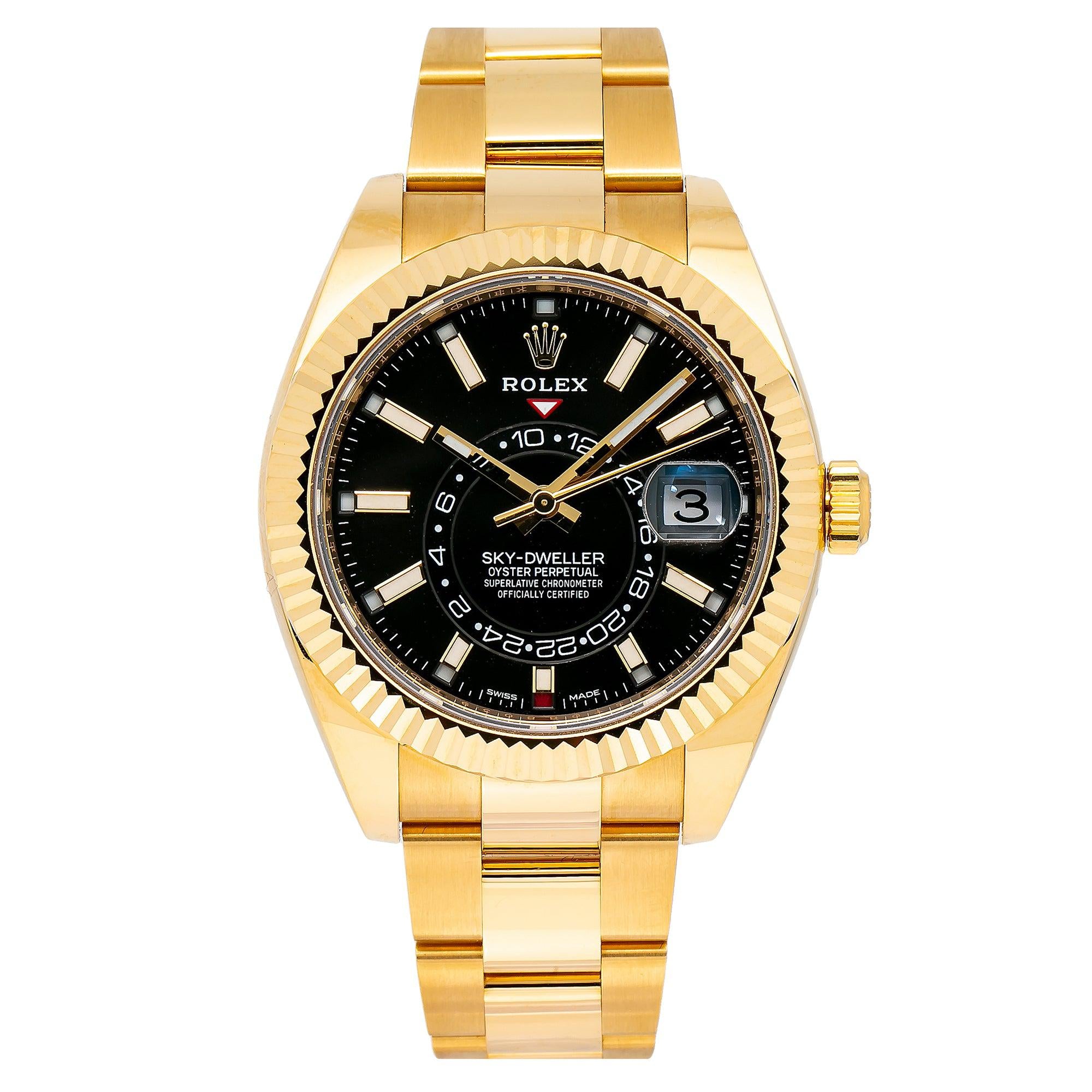 Rolex Sky Dweller 326938 42MM Black Dial With Yellow Gold Bracelet