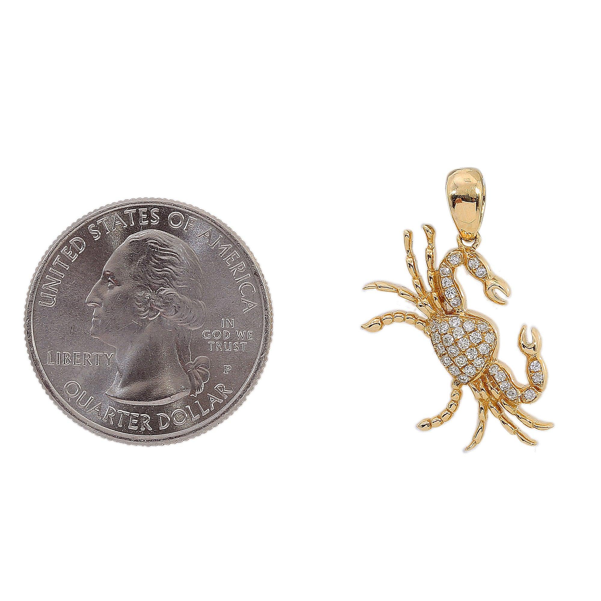 14K Yellow Gold Diamond Cancer Shaped Pendant