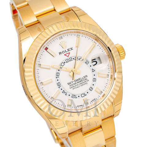 Rolex Sky-Dweller 326938 42MM White Dial With Yellow Gold Bracelet