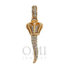 14K Yellow Gold Diamond Scepter with Crown Shaped Pendant