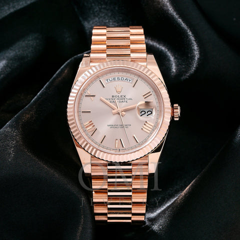 Rolex Day-Date 228235 40MM Pink Dial With Rose Gold President Bracelet