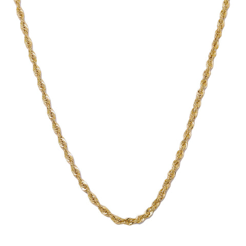 14K Yellow Gold 1.2mm Laser Hollow Rope Chain Available In Sizes 18"-26"