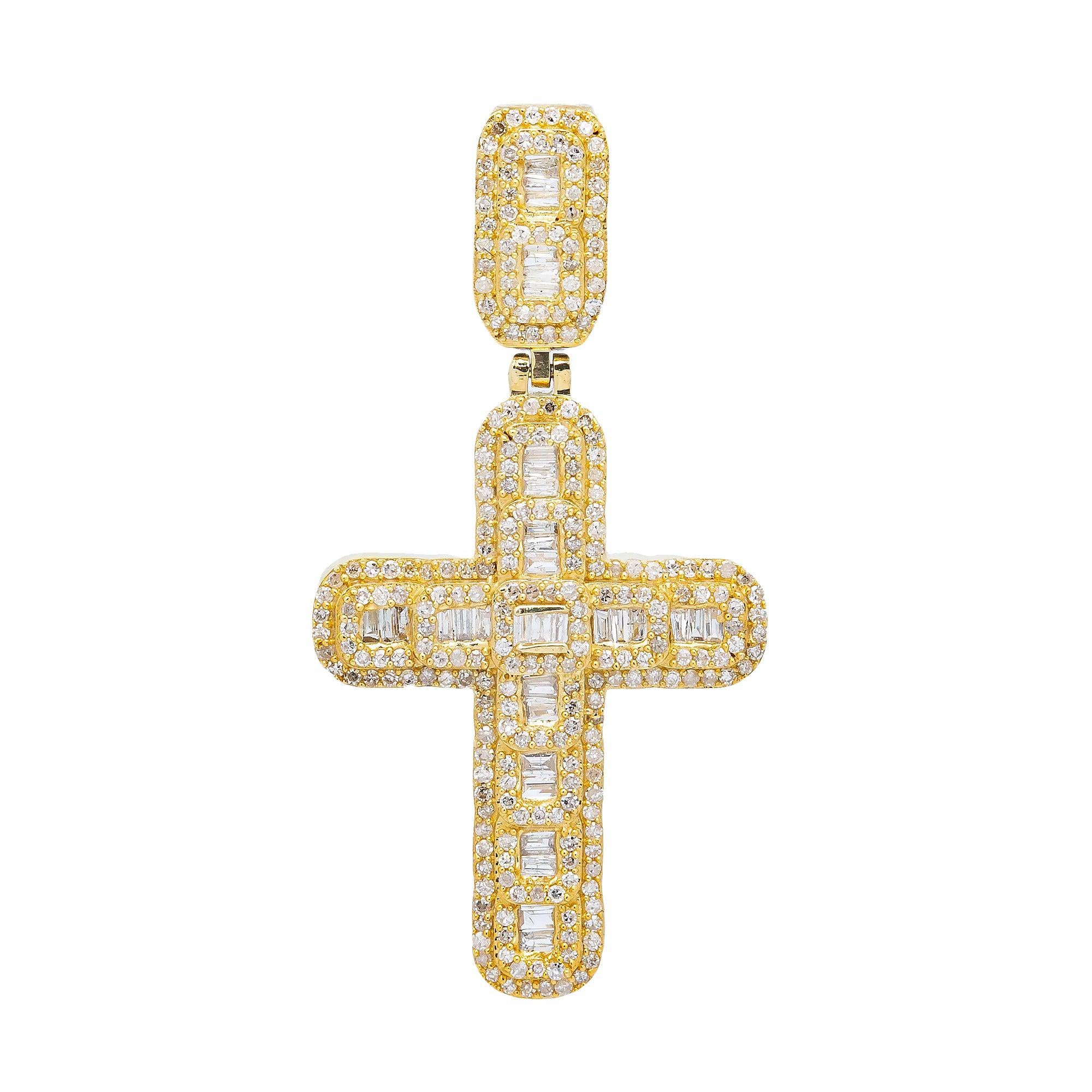 10K YELLOW GOLD DIAMOND CROSS PENDANT
