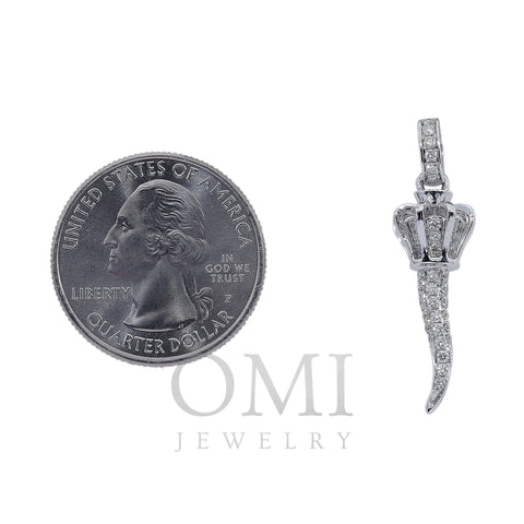 14K White Gold Diamond Scepter with Crown Shaped Pendant