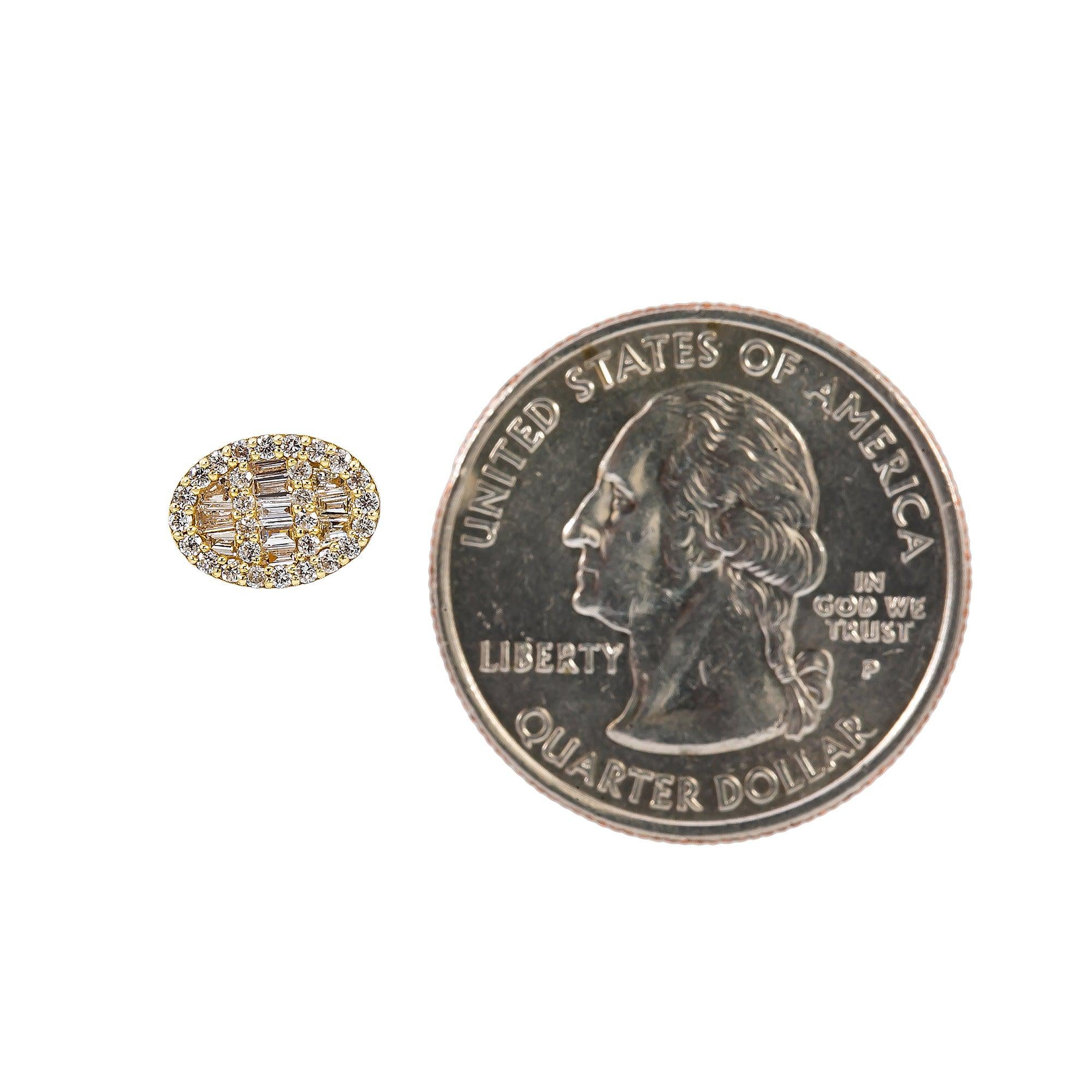 14K Yellow Gold Ladies Earrings with 0.50 CT Baguette Diamonds