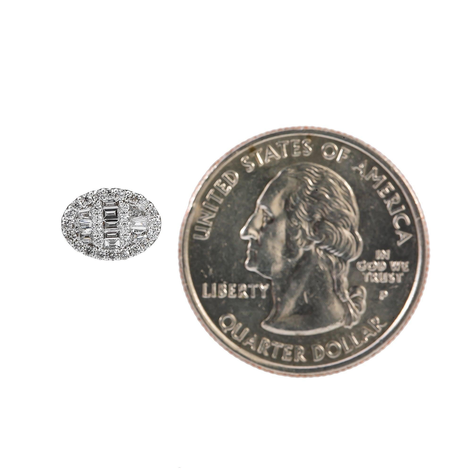 14K White Gold Ladies Earrings with 0.50 CT Baguette Diamond