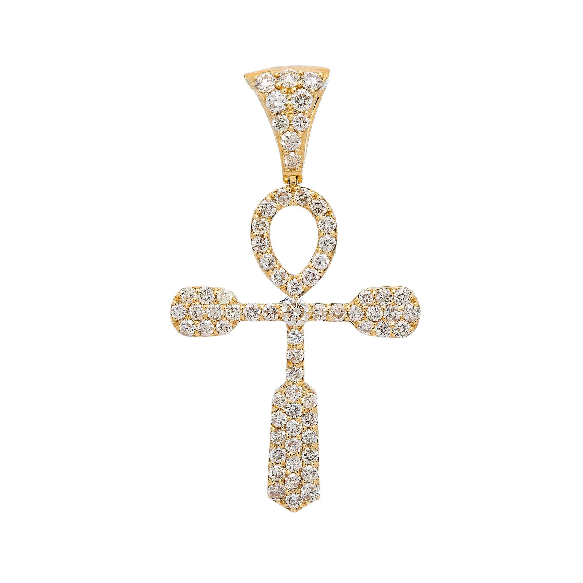 14K YELLOW GOLD DIAMOND ANKAH PENDANT