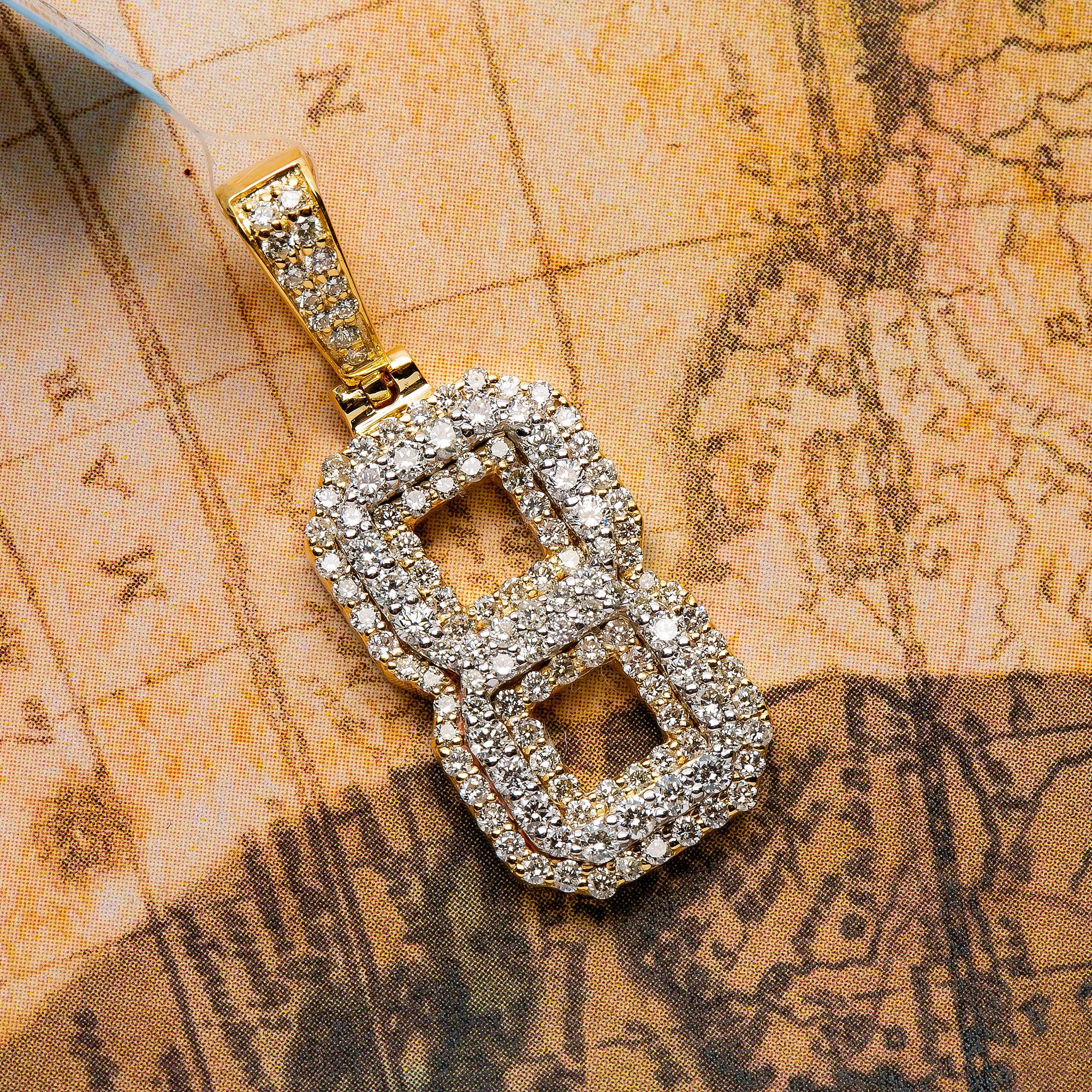 10K YELLOW GOLD UNISEX NUMBER 8 PENDANT WITH 1.0 CT DIAMONDS