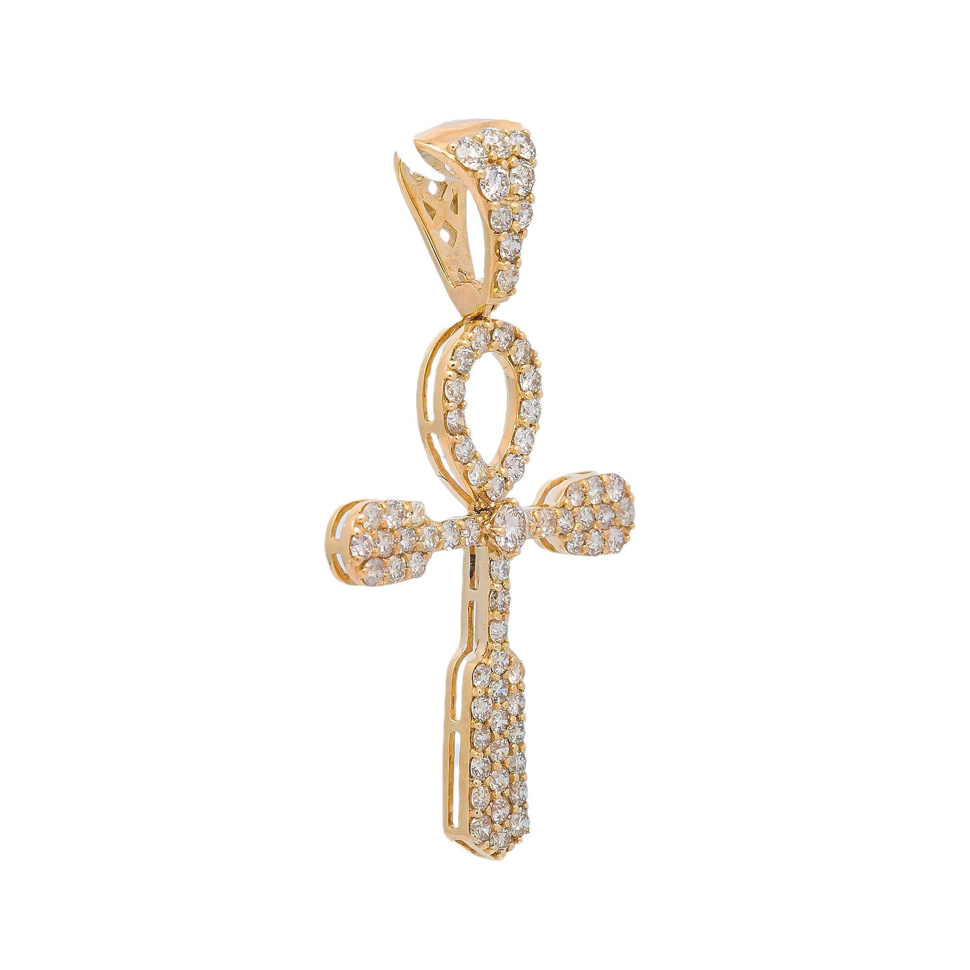14K YELLOW GOLD DIAMOND ANKAH PENDANT