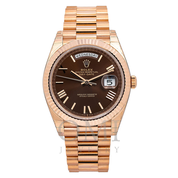 Rolex Day-Date 228235 40MM Chocolate Dial With Rose Gold President Bracelet